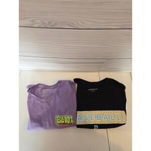 Baseball Lifestyle 101 Lot of 2 T-Shirts Black Paisley Purple Graffiti Large